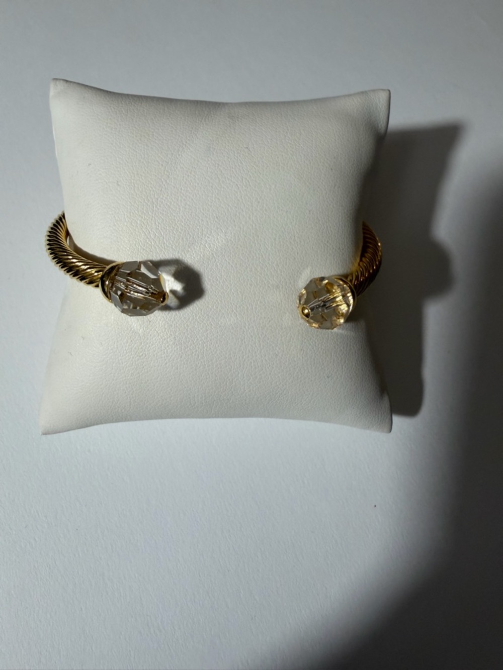 Touchstone Crystal Gold-Tone Cuff Bracelet with Clear Crystal Ends